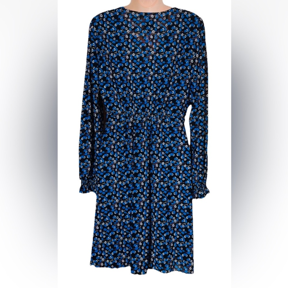CAbi The Ten Dress #5772 Size M Blue Floral Mesh Long Sleeve Lightweight - Picture 4 of 13